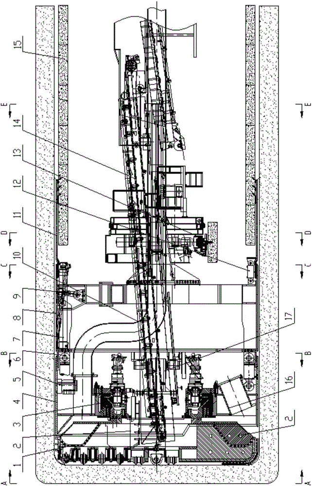 Double-hinged-joint double-mode anti-explosion type inclined shaft full face rock tunnel boring machine