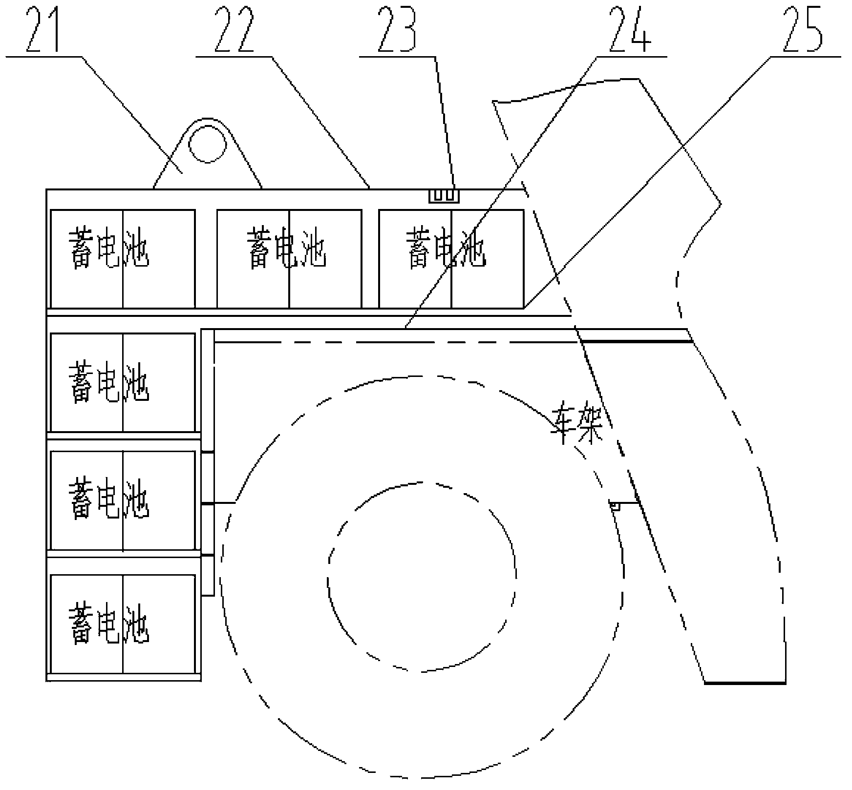 Wheel driven hybrid power container lifting machine