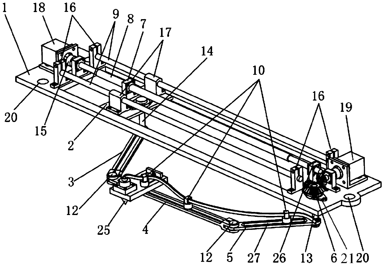 Double-drive five-bar slider parallel mechanism CNC machining platform