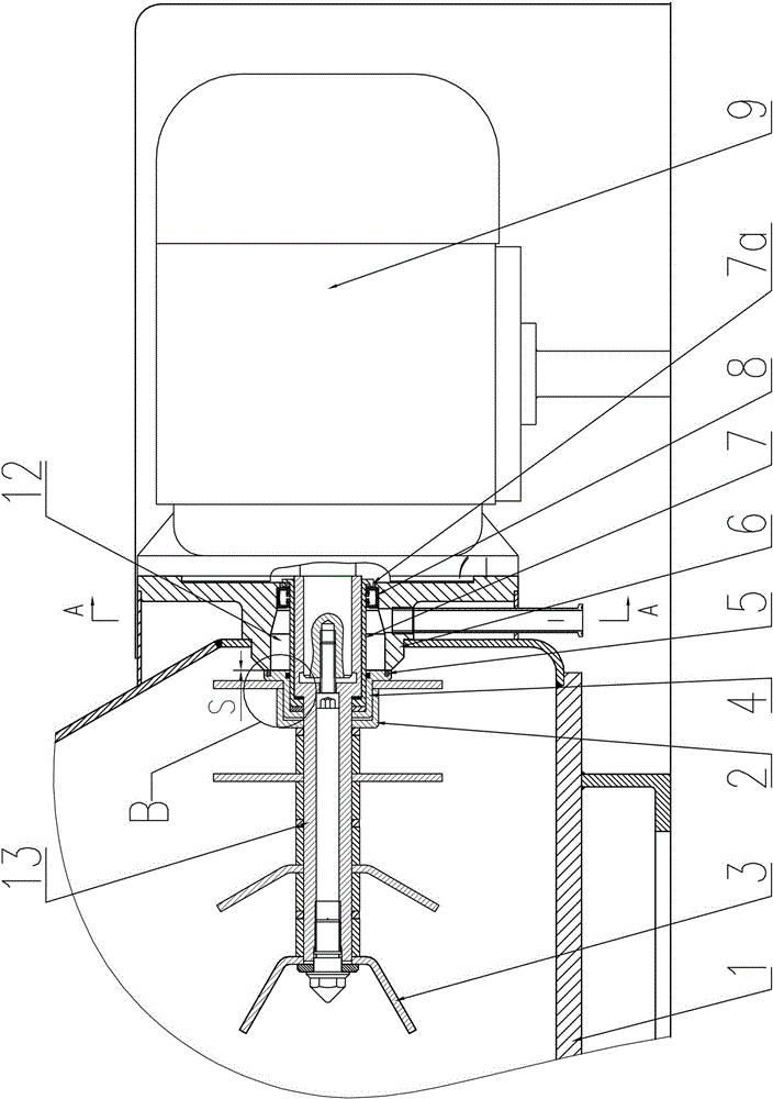 Granulation knife sealing structure of wet mixing granulator