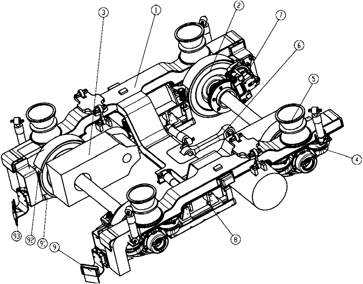 Low-floor tramcar power car bogie