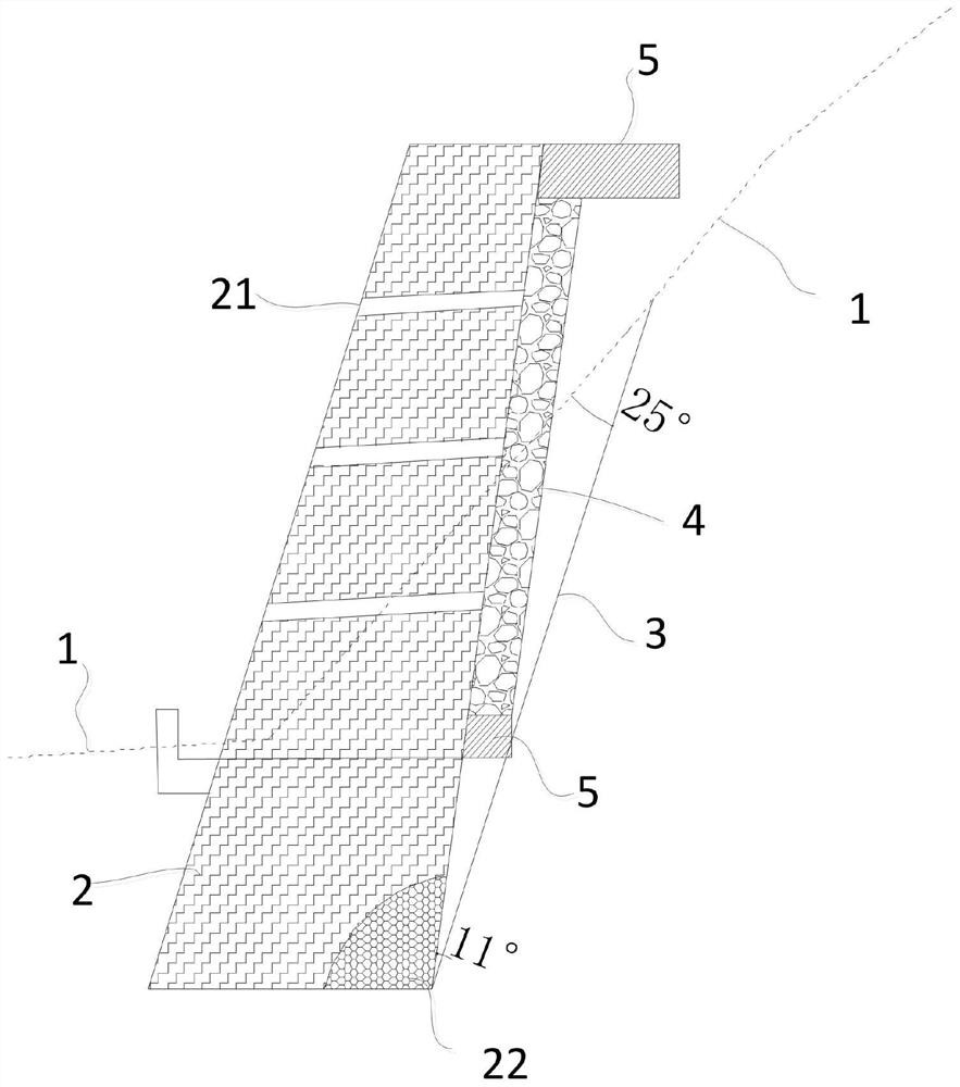 Upward-inclined type anti-sliding retaining wall for unstable slope treatment