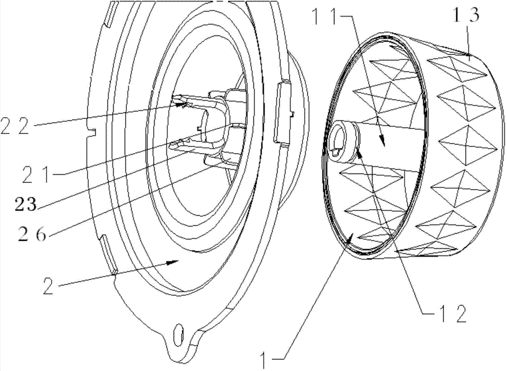 Rotary knob component with self-locking and positioning functions