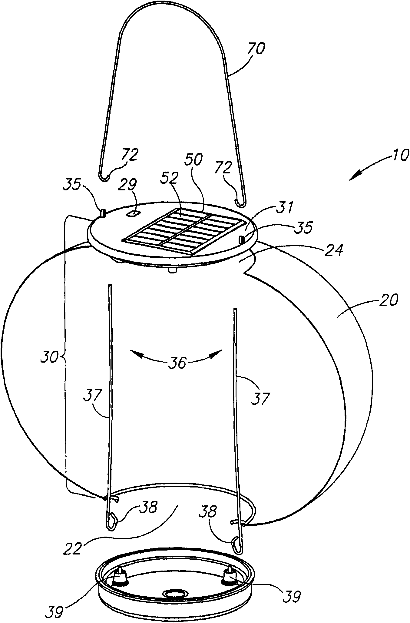 Solar-powered collapsible lighting apparatus