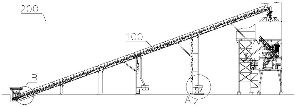 Automatic cleaning device for belt conveyor of mixing plant