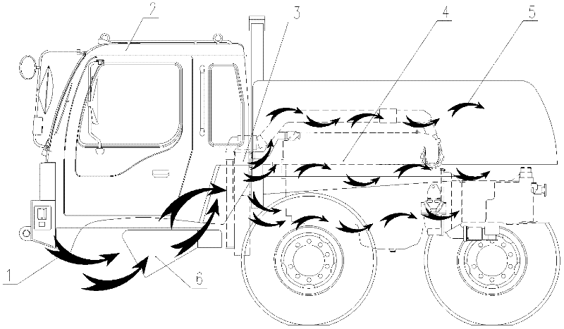 Heat-radiating system and crane