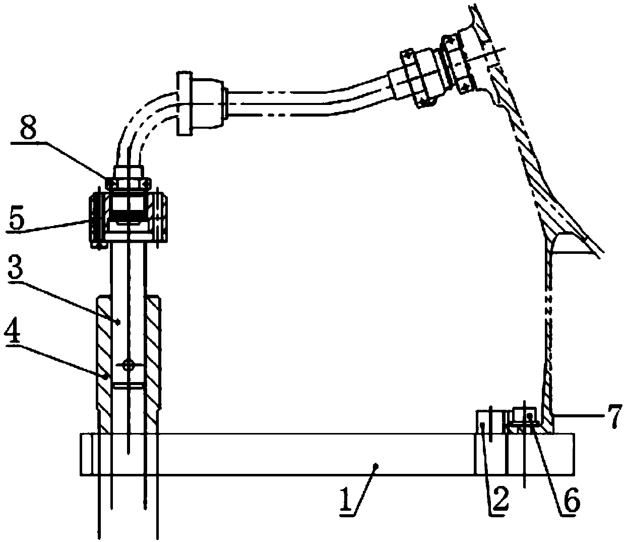 Aeroengine single cantilever pipeline pipe nipple portion verticality measuring device