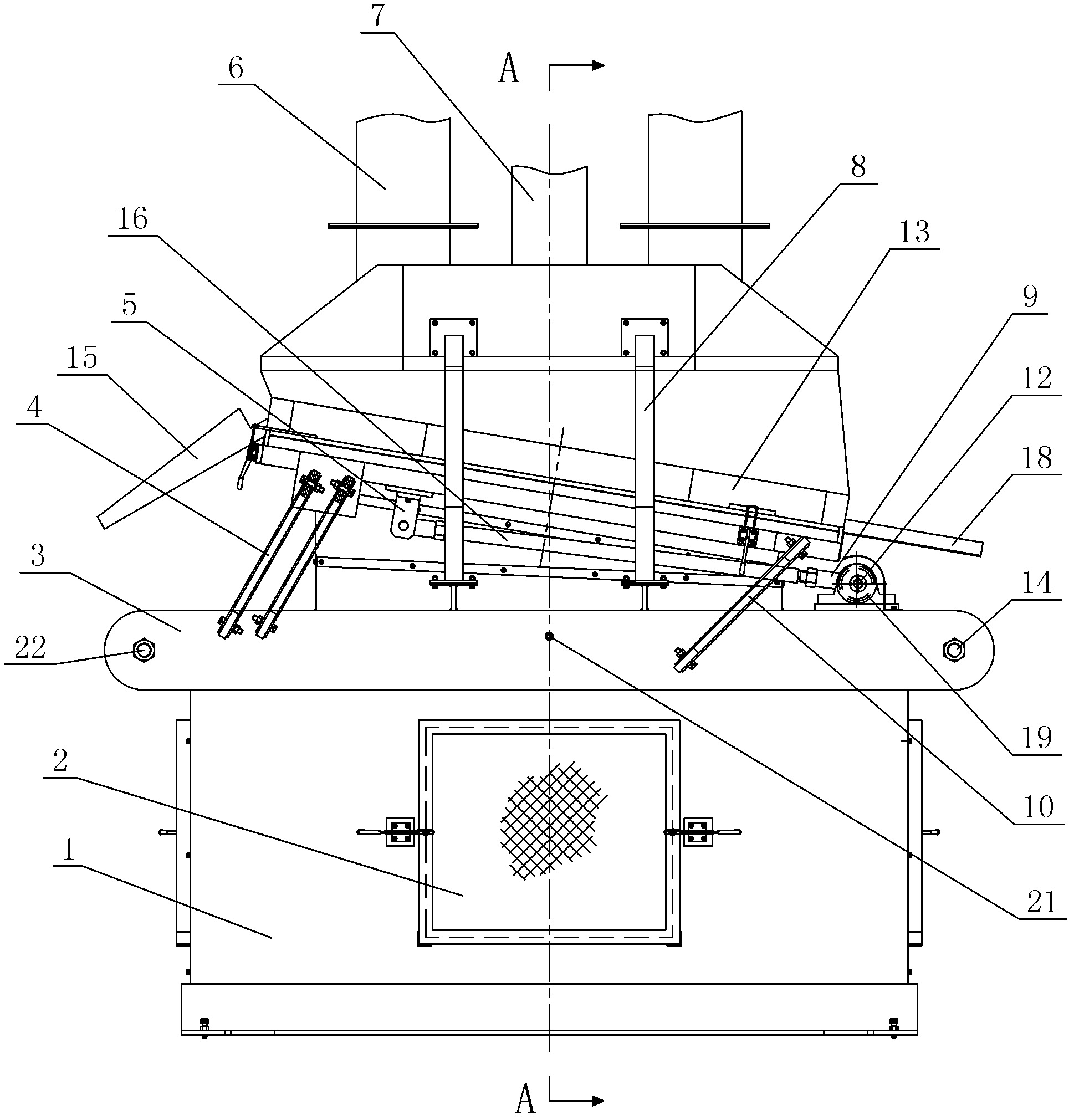 Vibrating screening and separation mechanism of copper crushing machine