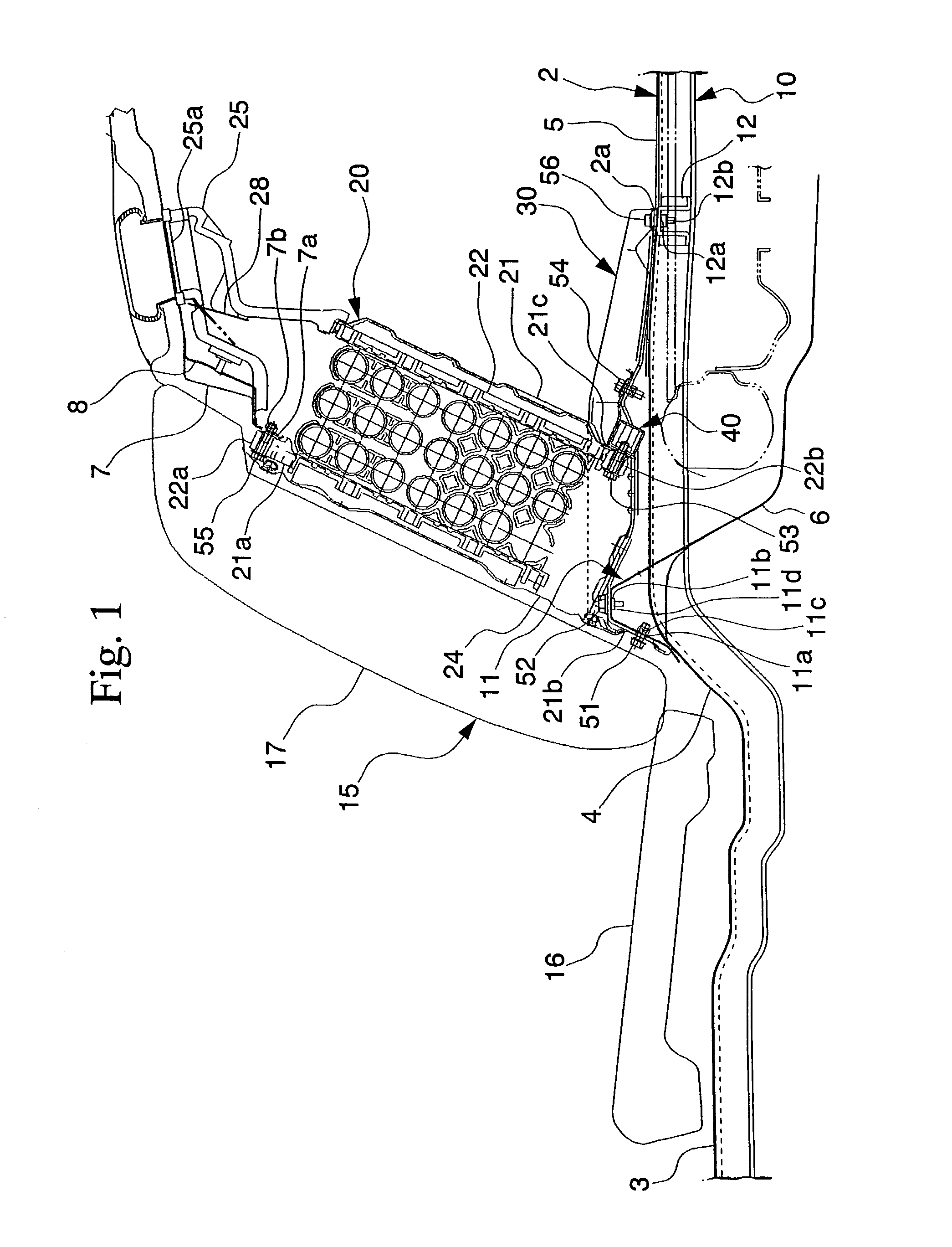 Structure for mounting box for containing high-voltage electrical equipment on vehicle