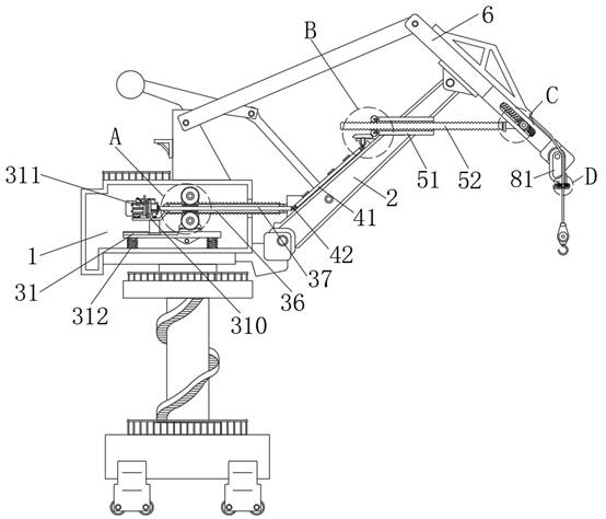 Portal type crane cantilever stand column supporting auxiliary fixing structure