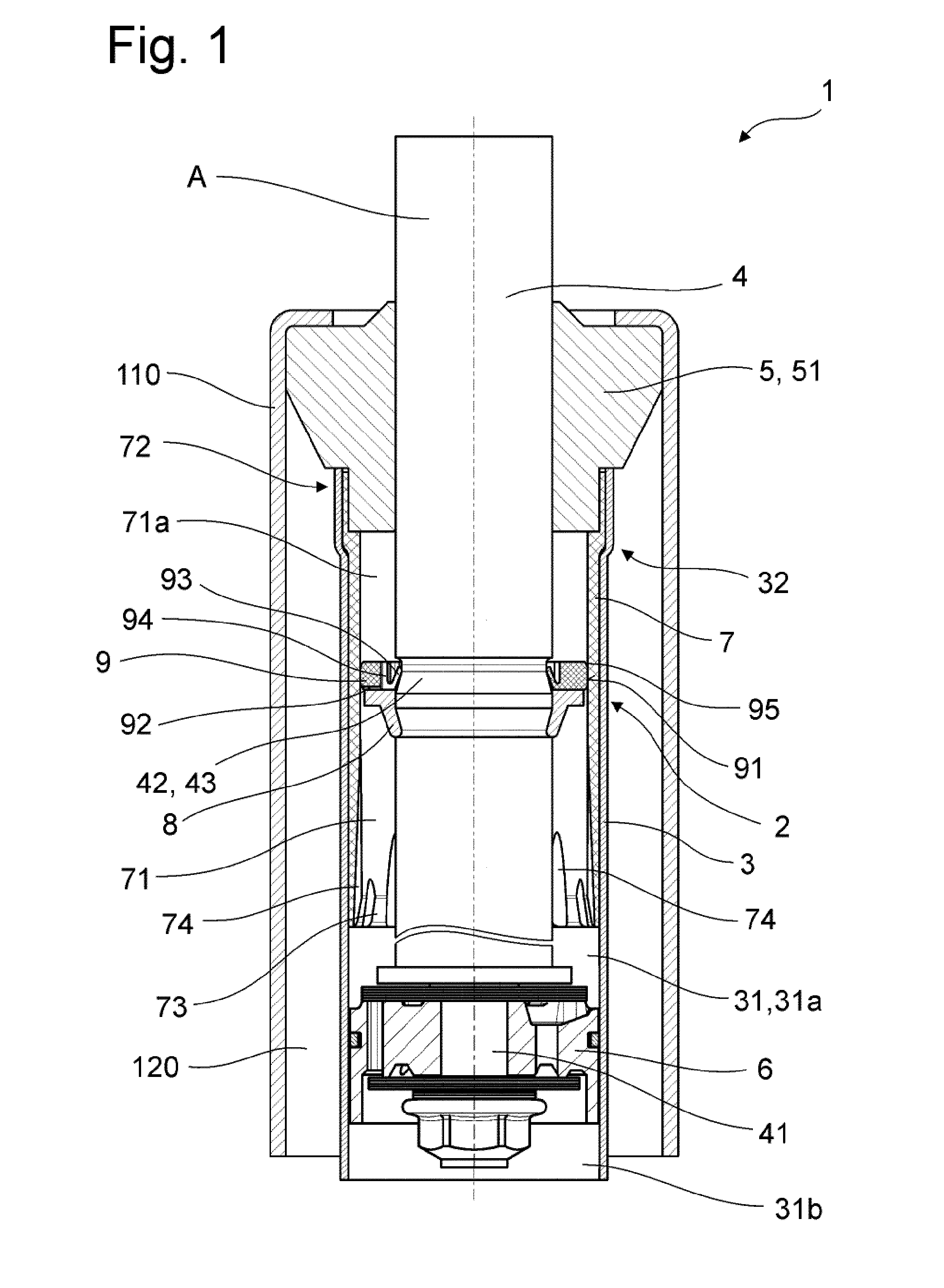 Vibration damper with a hydraulic end stop