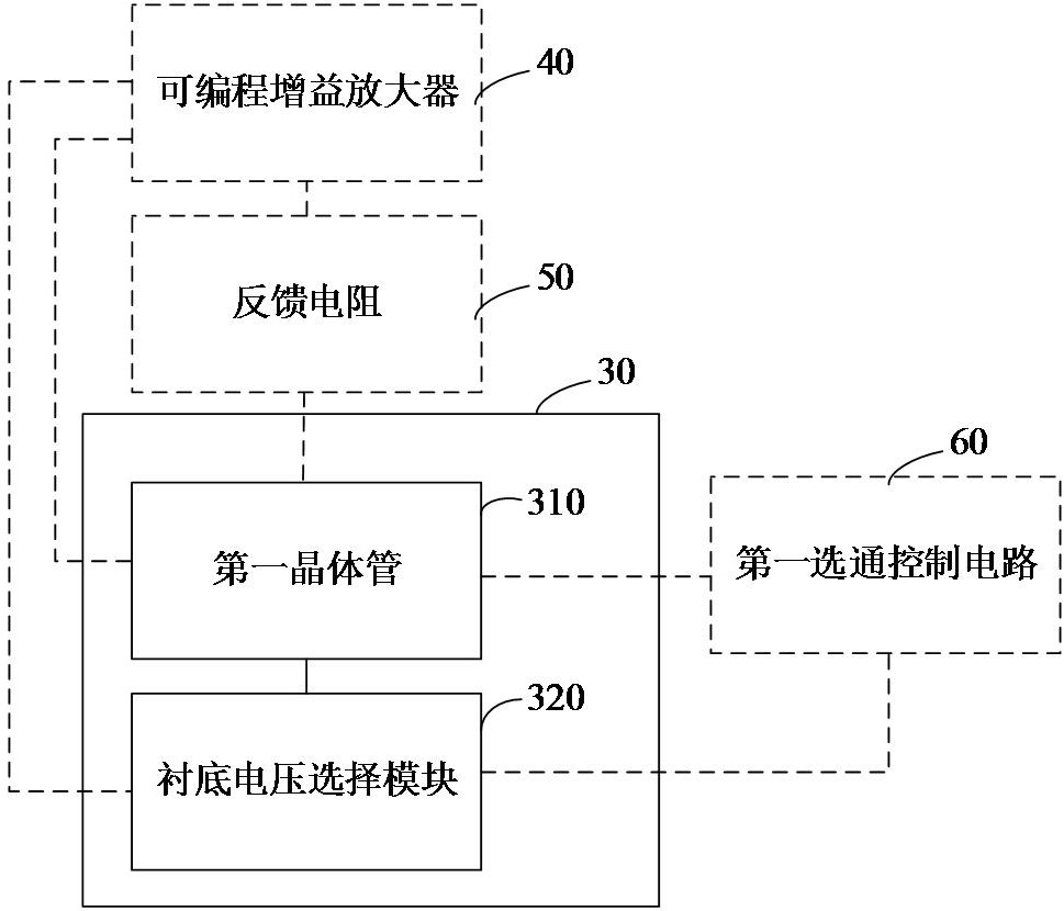 Switching device and feedback resistance circuit