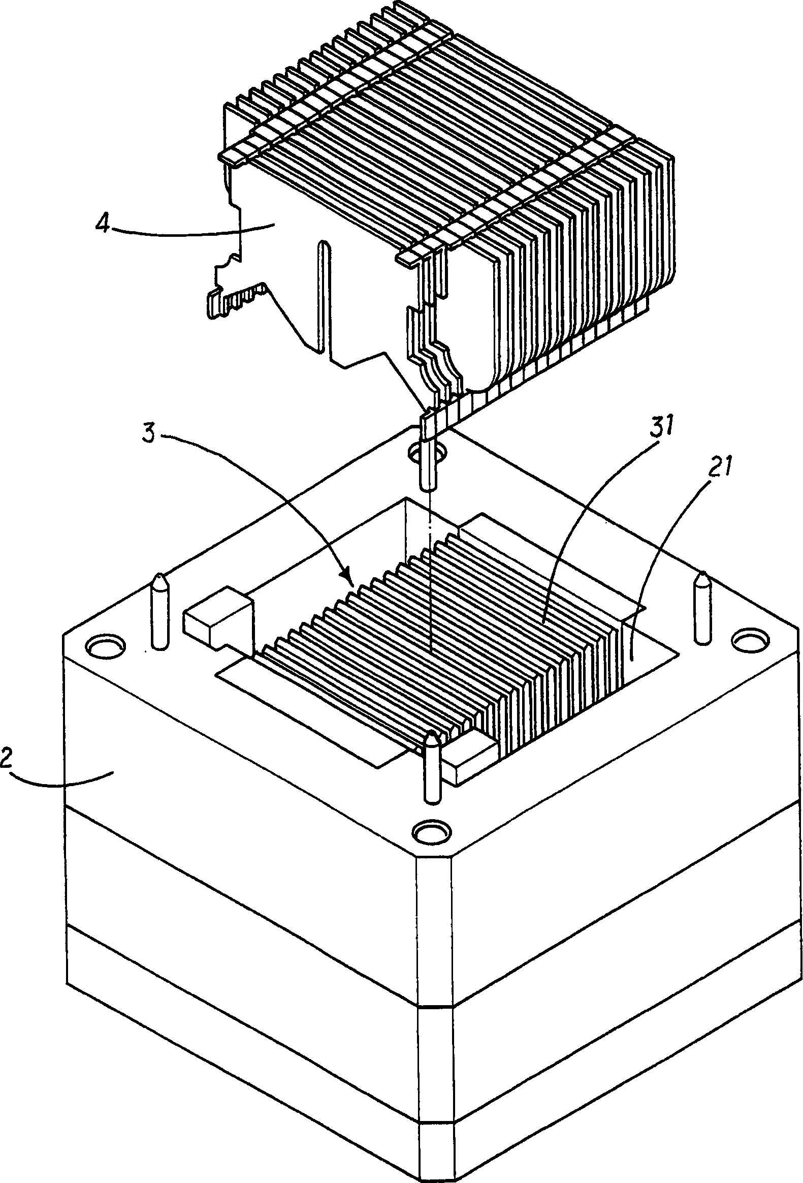 Technique for riveting base plate of radiator and fins