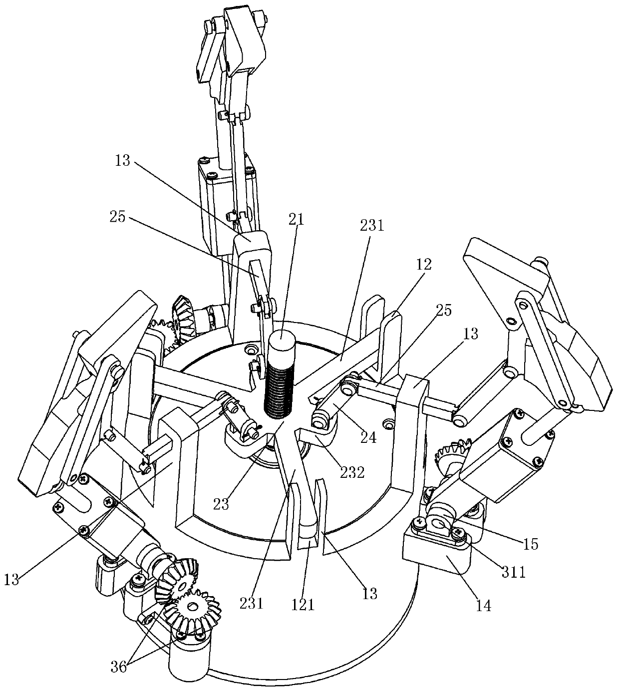 Underactuated finger combination mechanism for changing enveloping space by radially adjusting swing rod fulcrums