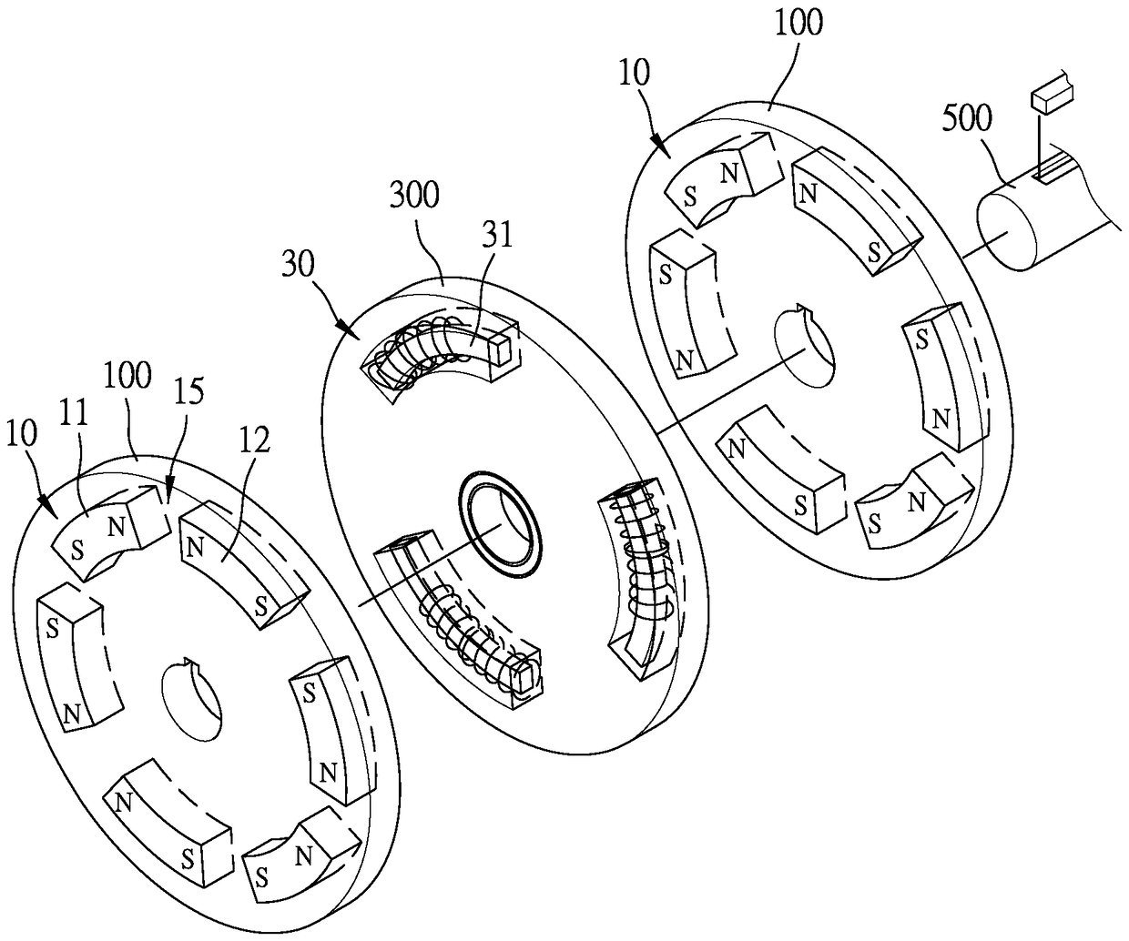 Concentric common-battery magnetic electricity device