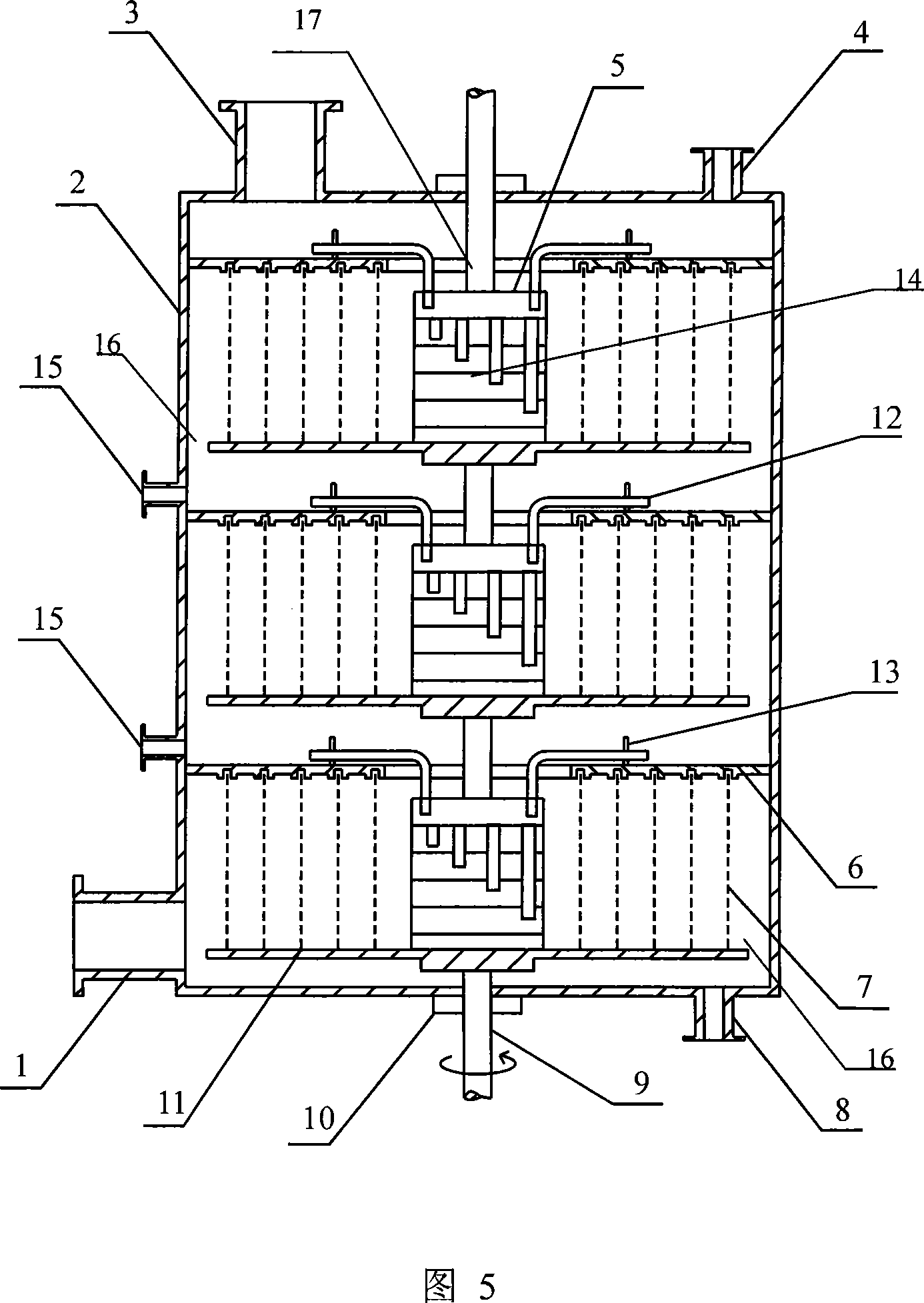 Concentric ring adverse current type hypergravity swinging bed device