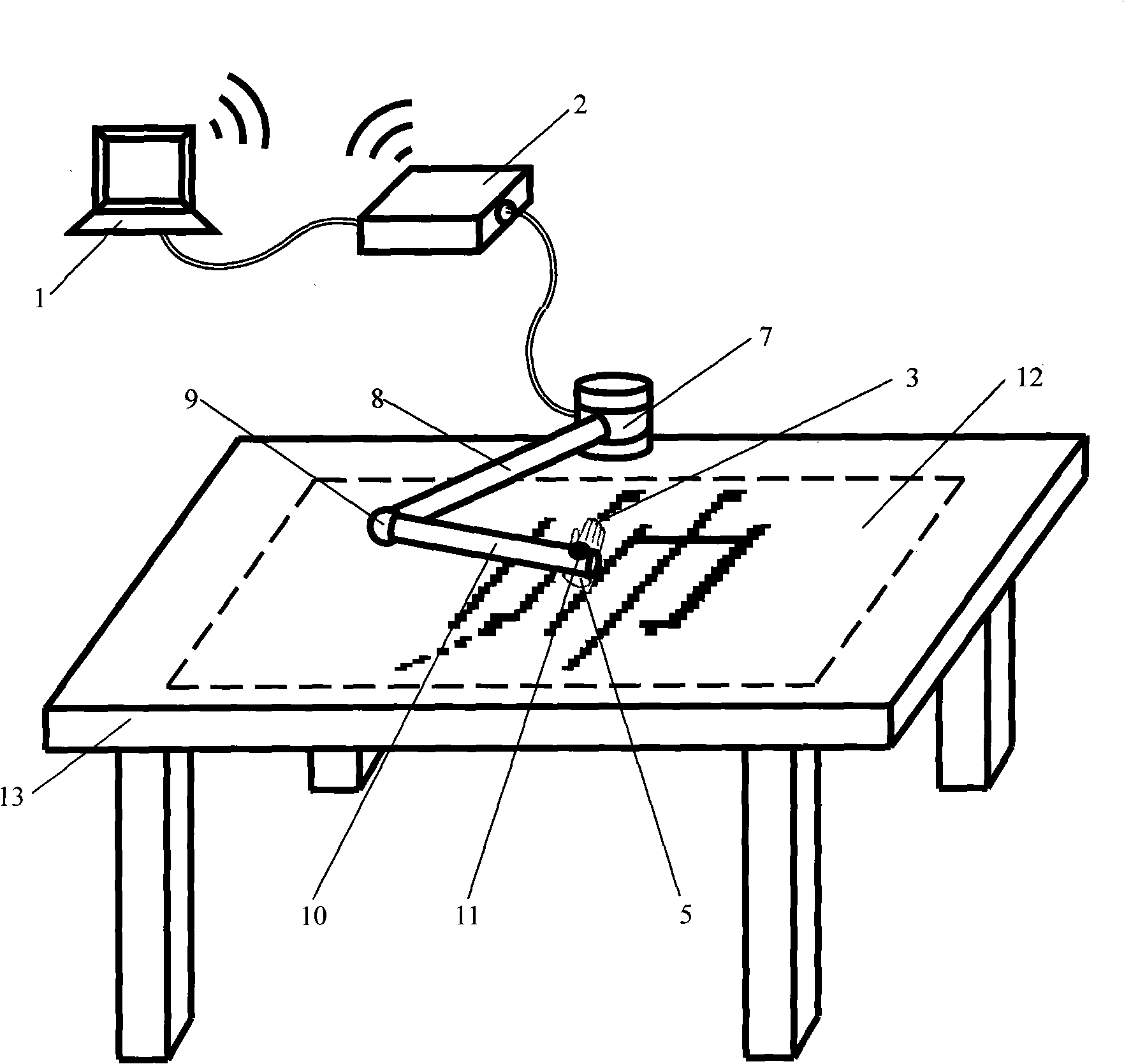 Desktop feeling blind teaching device based on vision/feeling function replacement