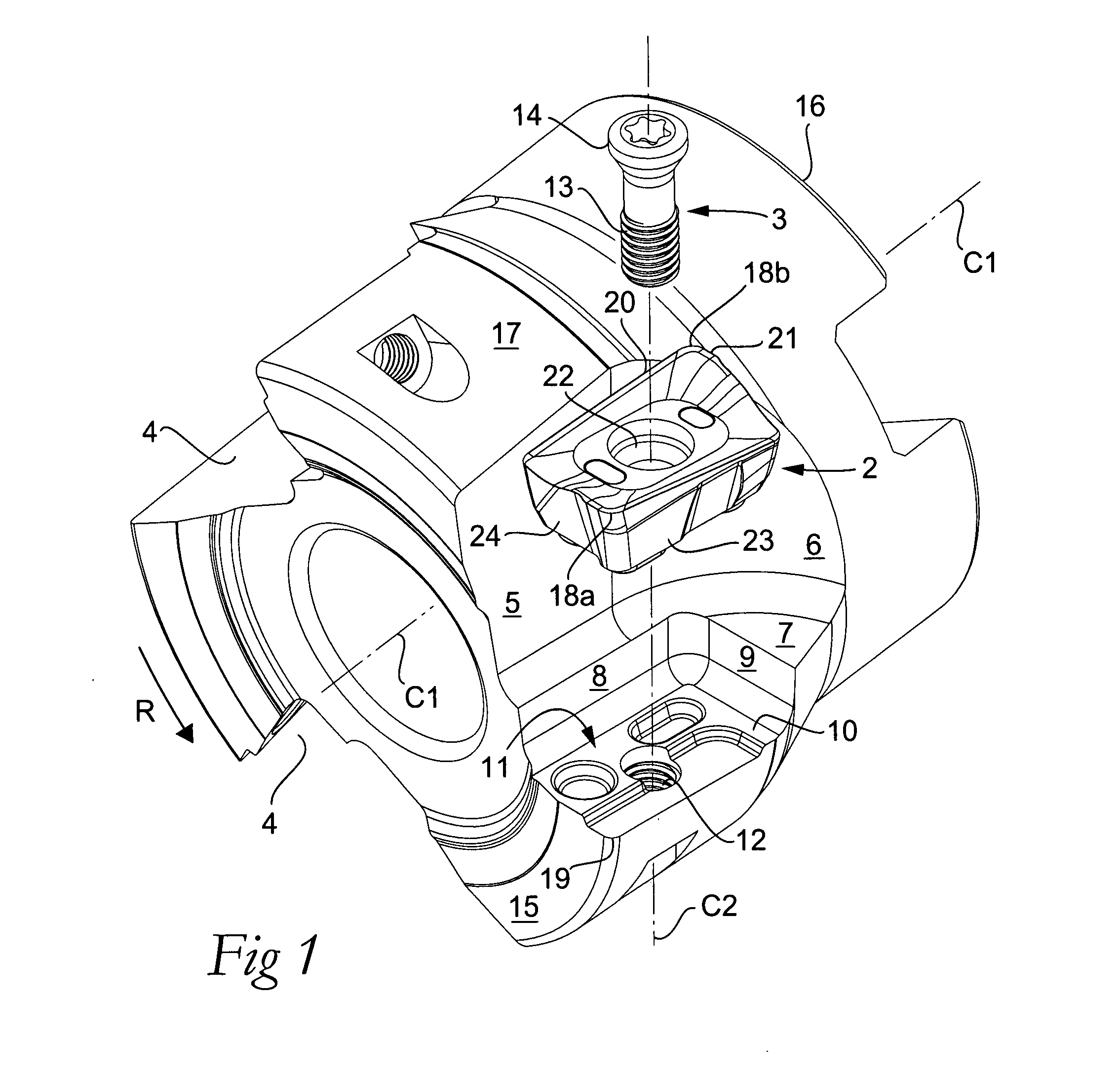 Tool and a cutting insert for chip removing machining