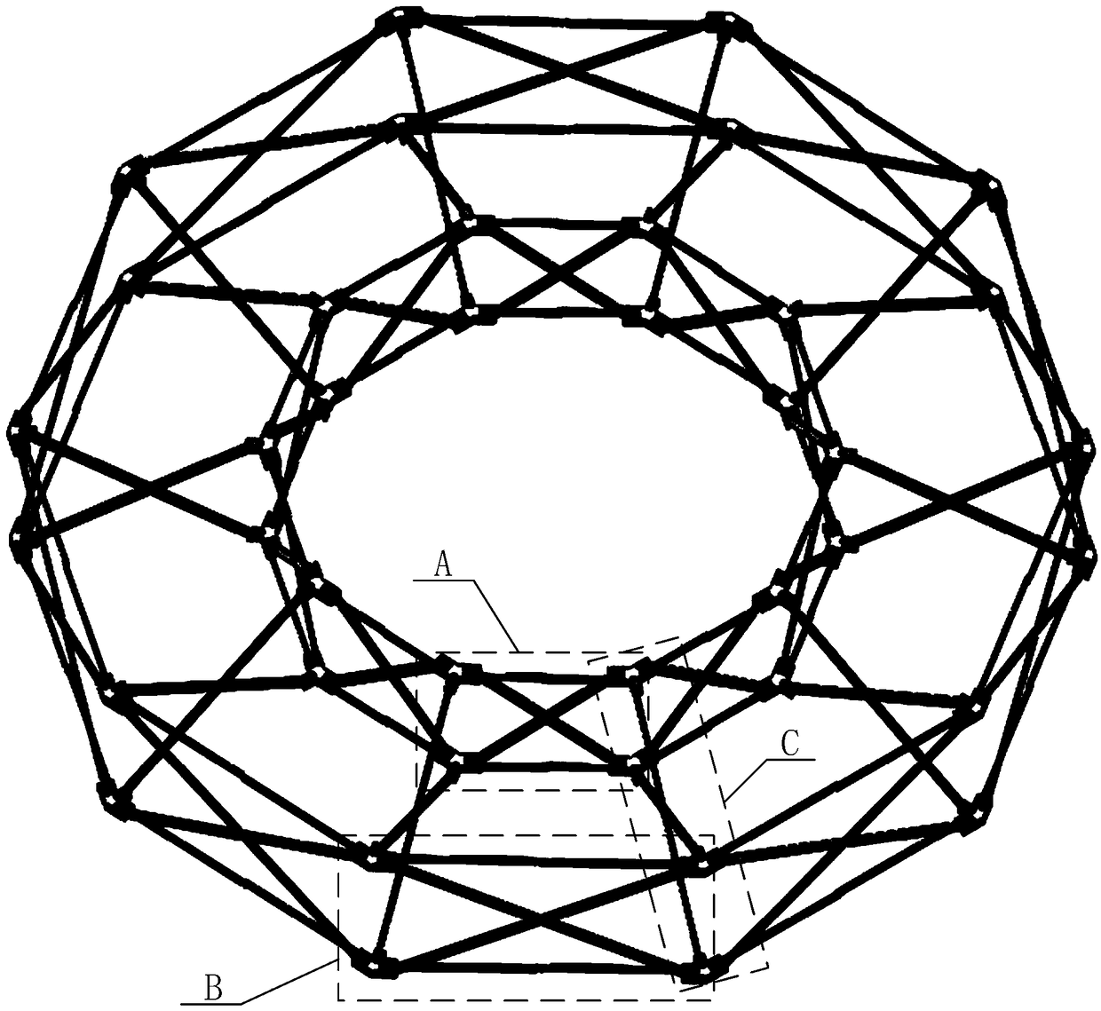 Scissor linkage double-layer ring truss expandable antenna mechanism