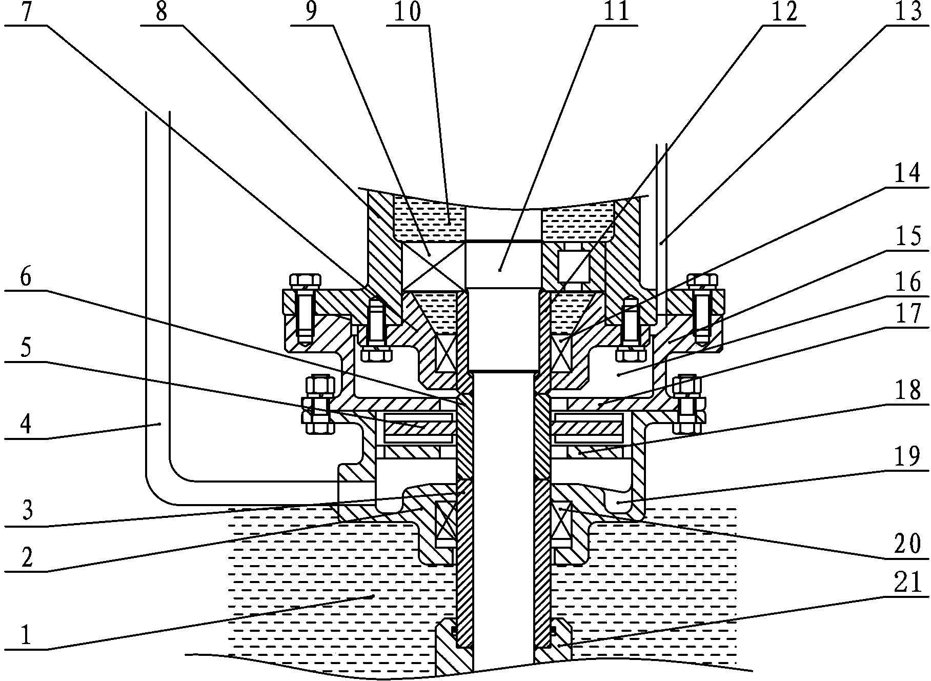 Sealing device for pump shaft