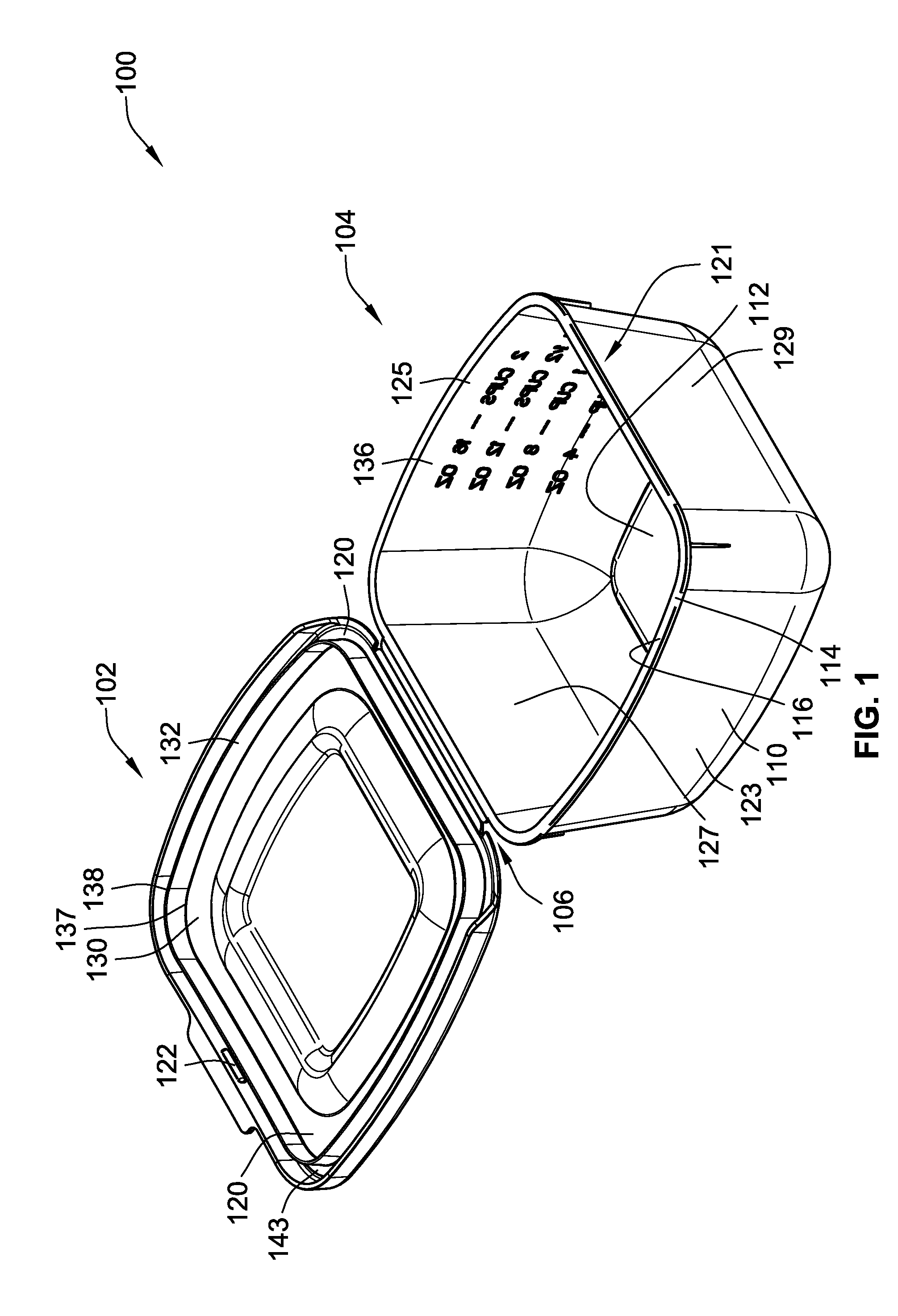 Container having a pre-curved lid