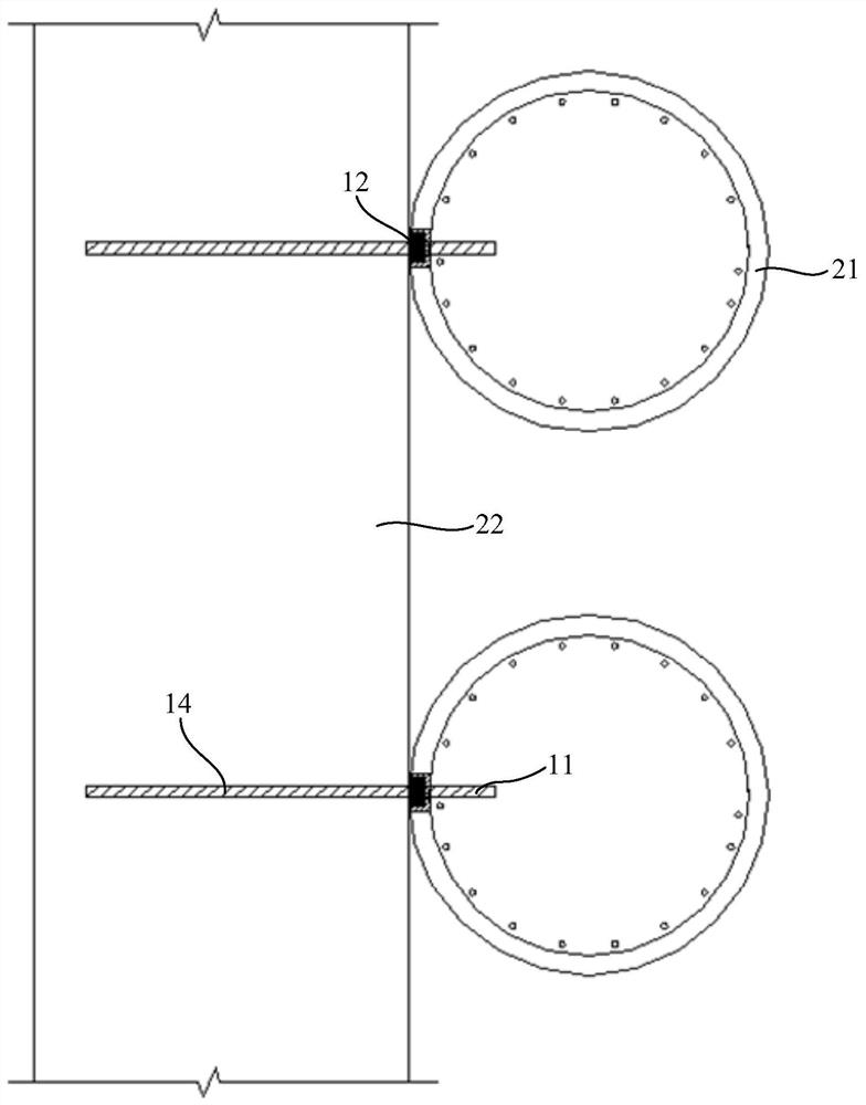 Connecting structure of waist beam and support pile and construction method of connecting structure