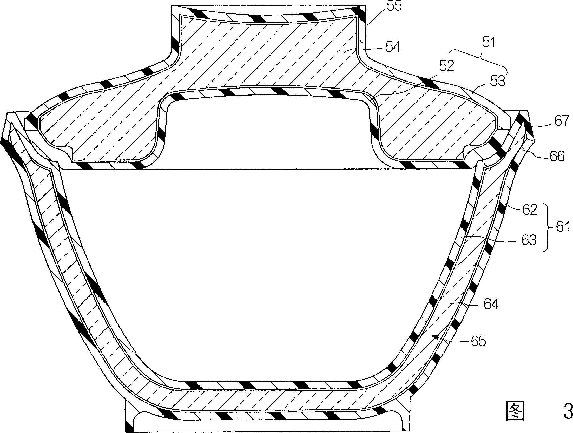 Thermally insulated synthetic resin container, thermally insulated synthetic resin lid and manufacturing method therefor