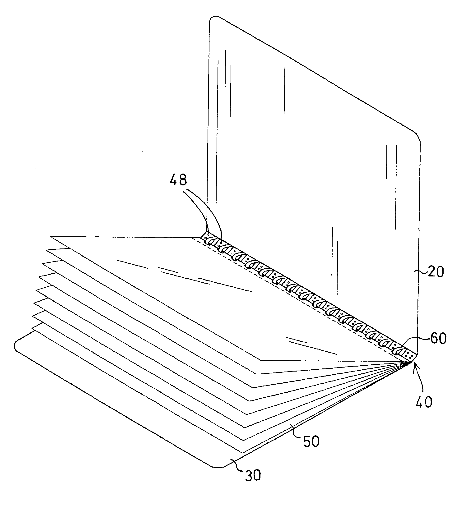 Notebook having integral binder members