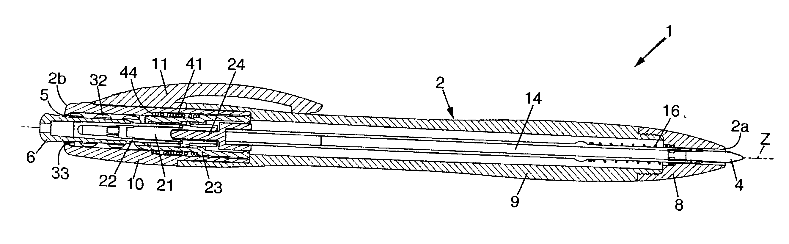 Writing instrument with cushioning device