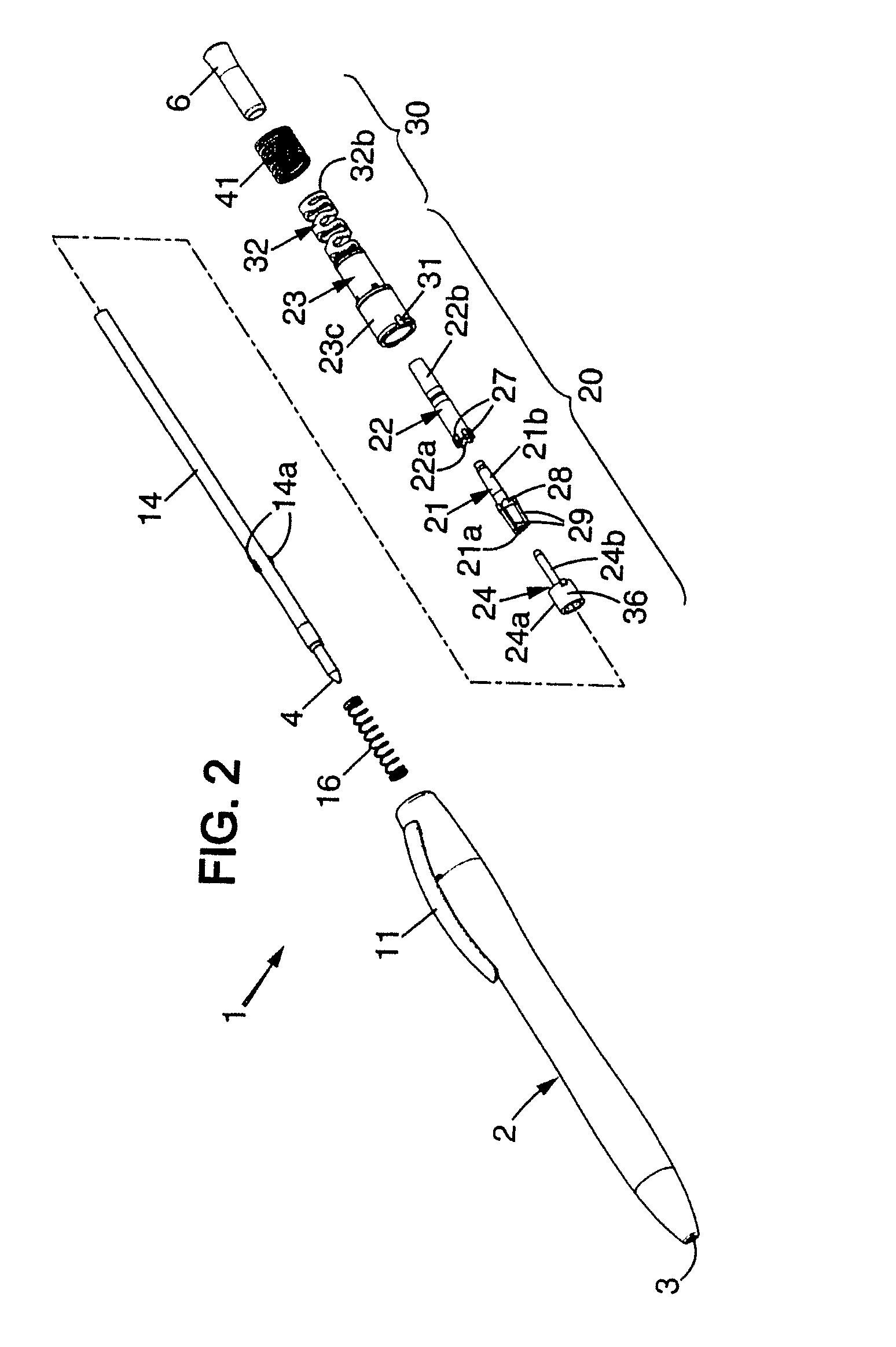 Writing instrument with cushioning device