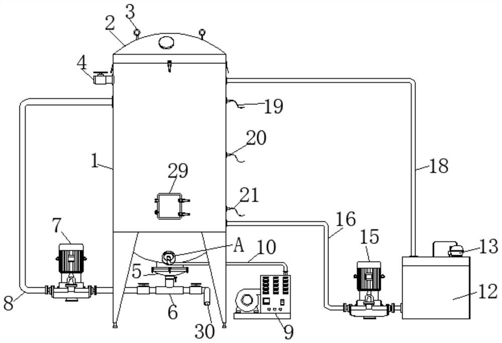 Three-in-one treatment tank for wine brewing and treatment method of three-in-one treatment tank