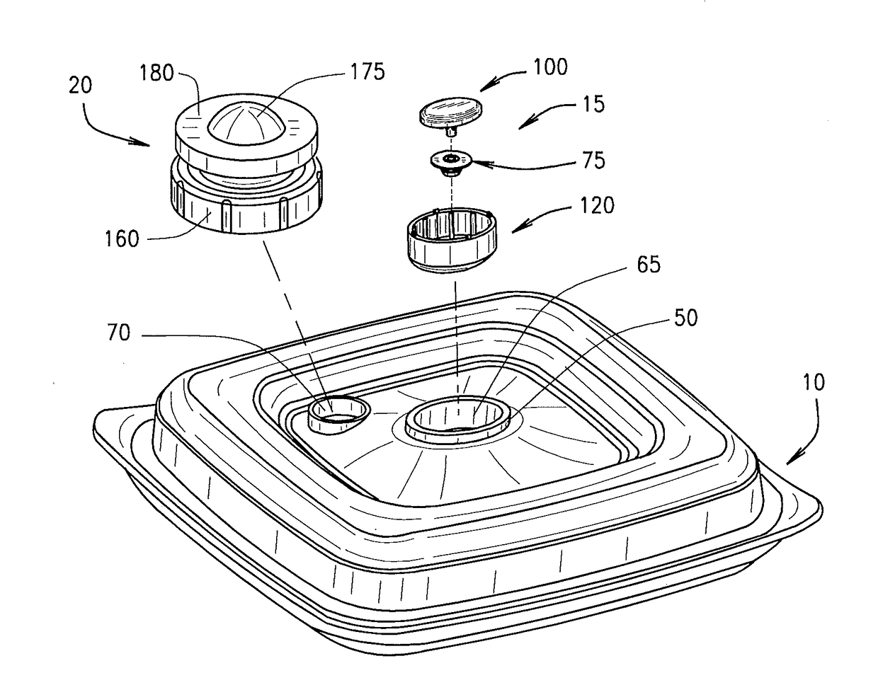 Valve assembly for a food storage container