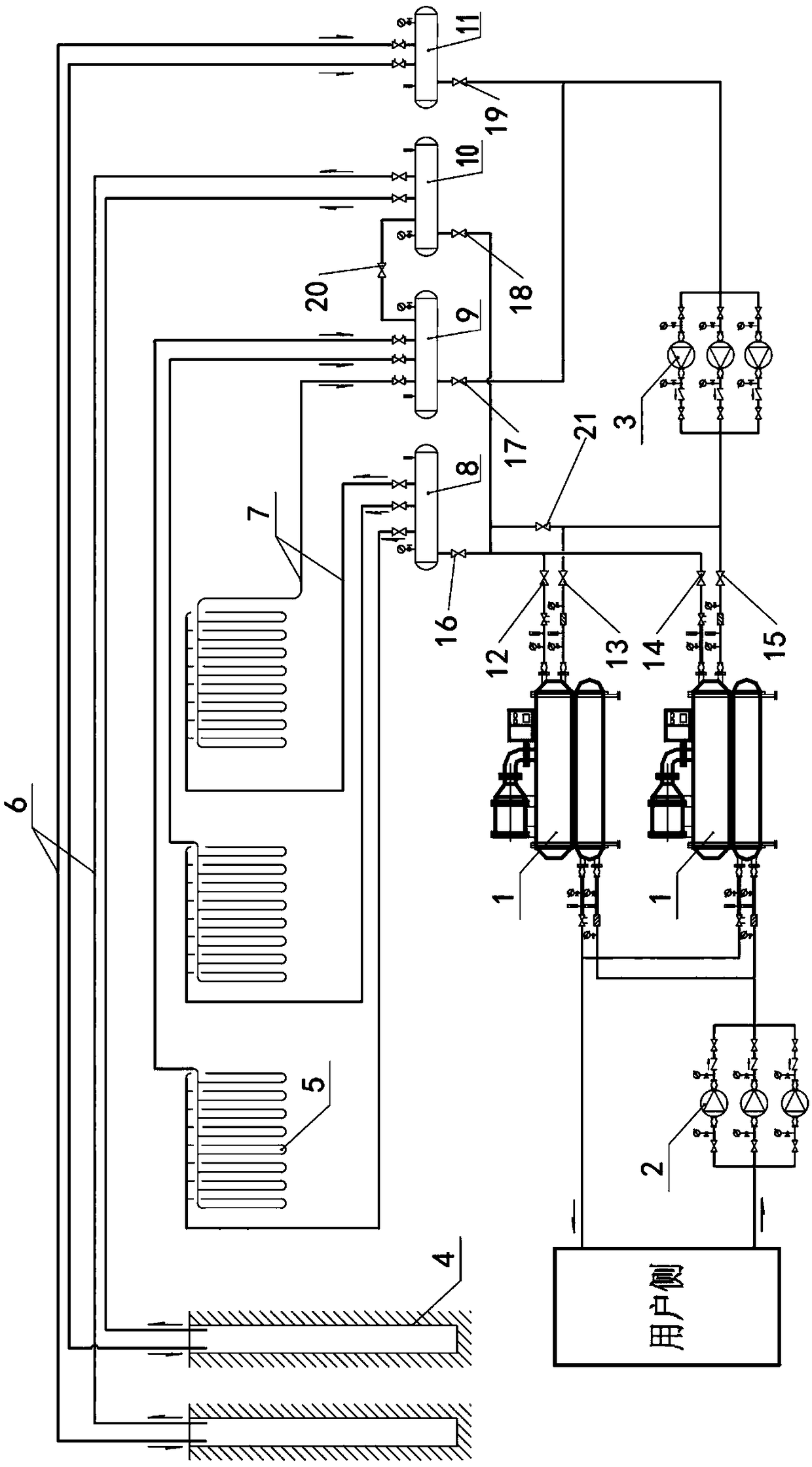 Medium-deep strata and superficial strata geothermal energy combined heat supply and superficial strata geothermal energy heat supplement system