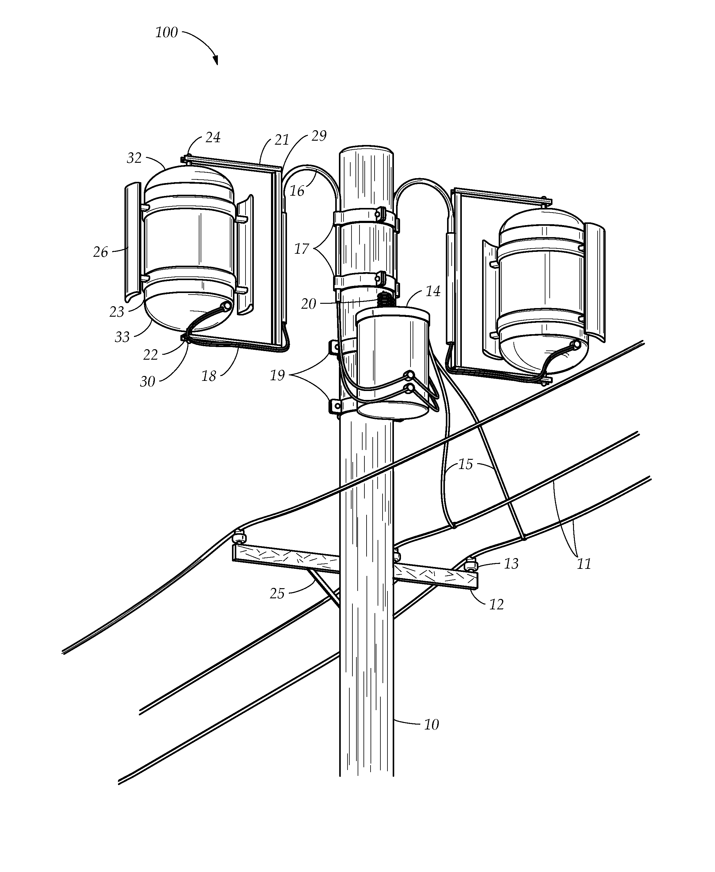 Utility pole mountable vertical axis wind turbine