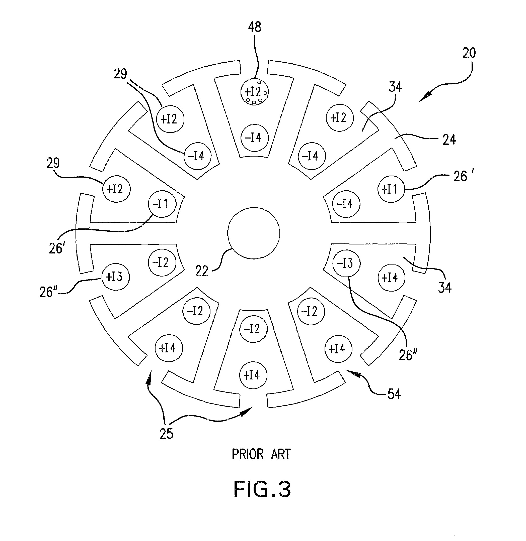 Electrical machine having symmetrical coil sections