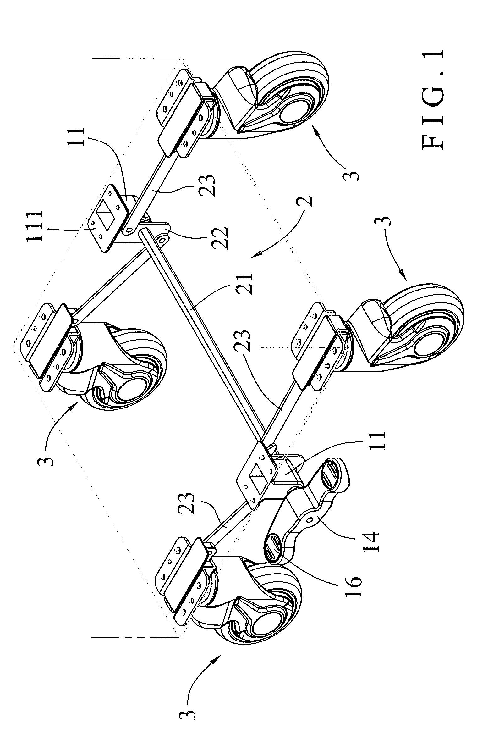 Combination castor whose castor units are braked simultaneously