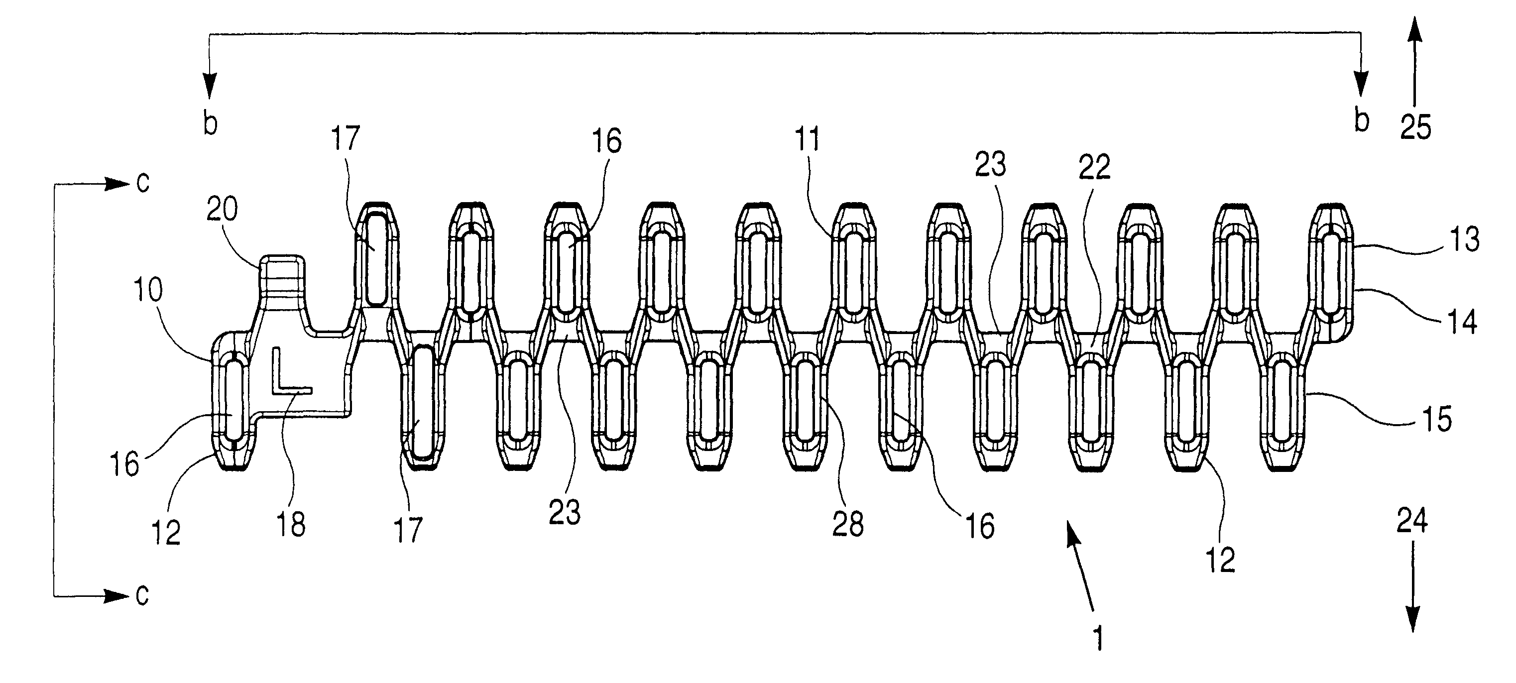 Side-flexing conveyor belt