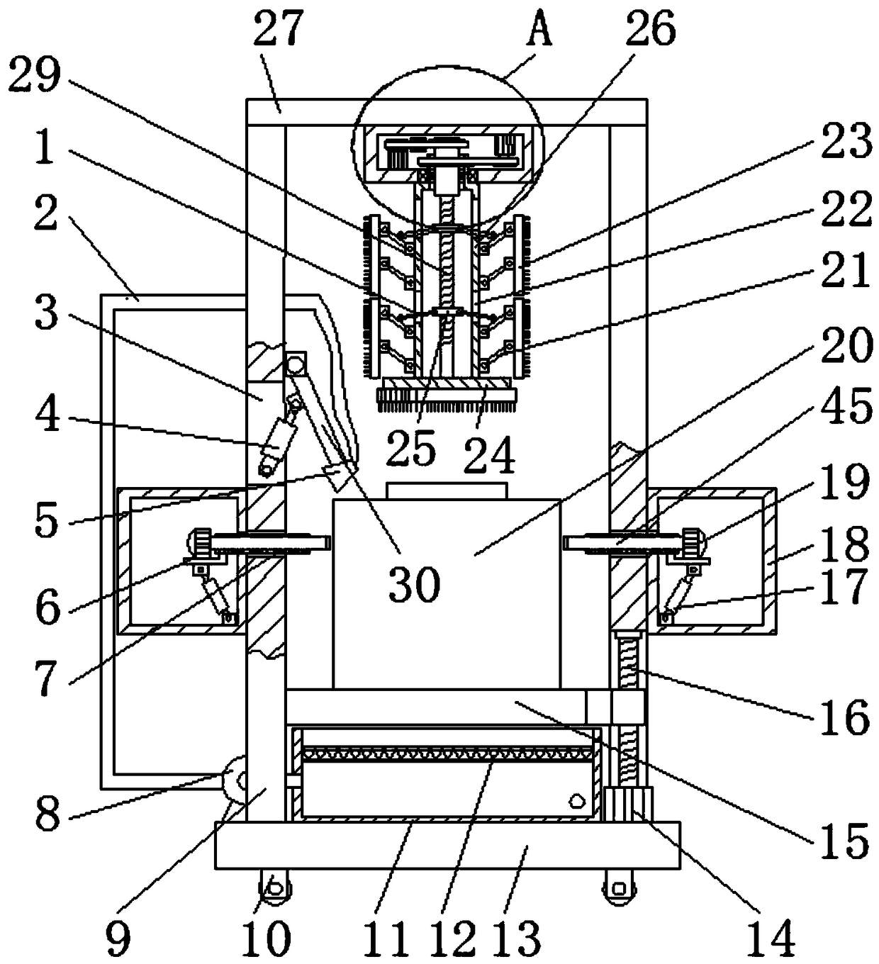 Working method for stable and efficient cleaning device for inner wall of mechanical container