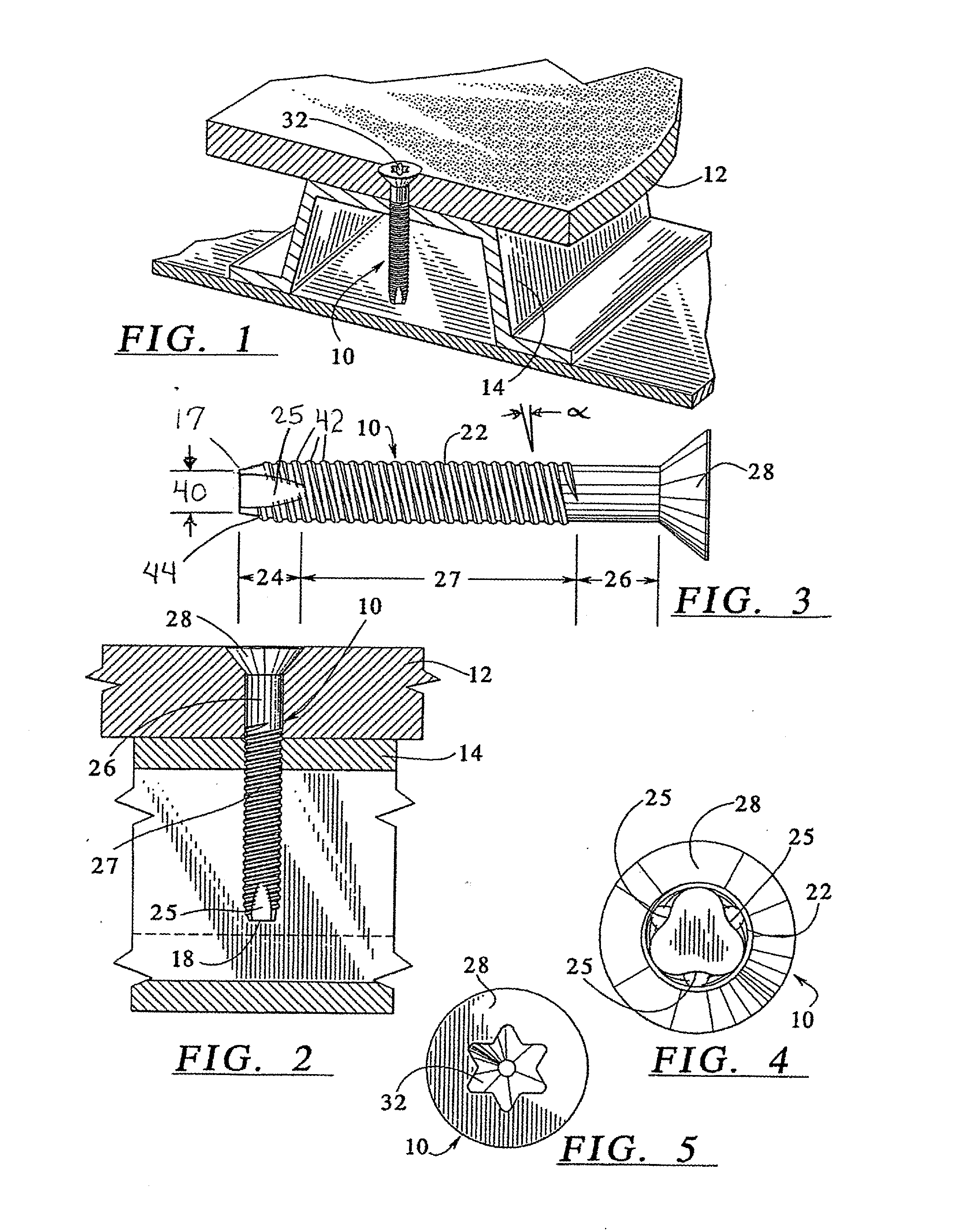 High angle screw fastener