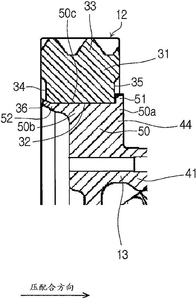 Method of attaching ring gear to differential case, jig, and differential case