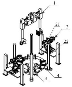 A barrel closing seam group butt welding device