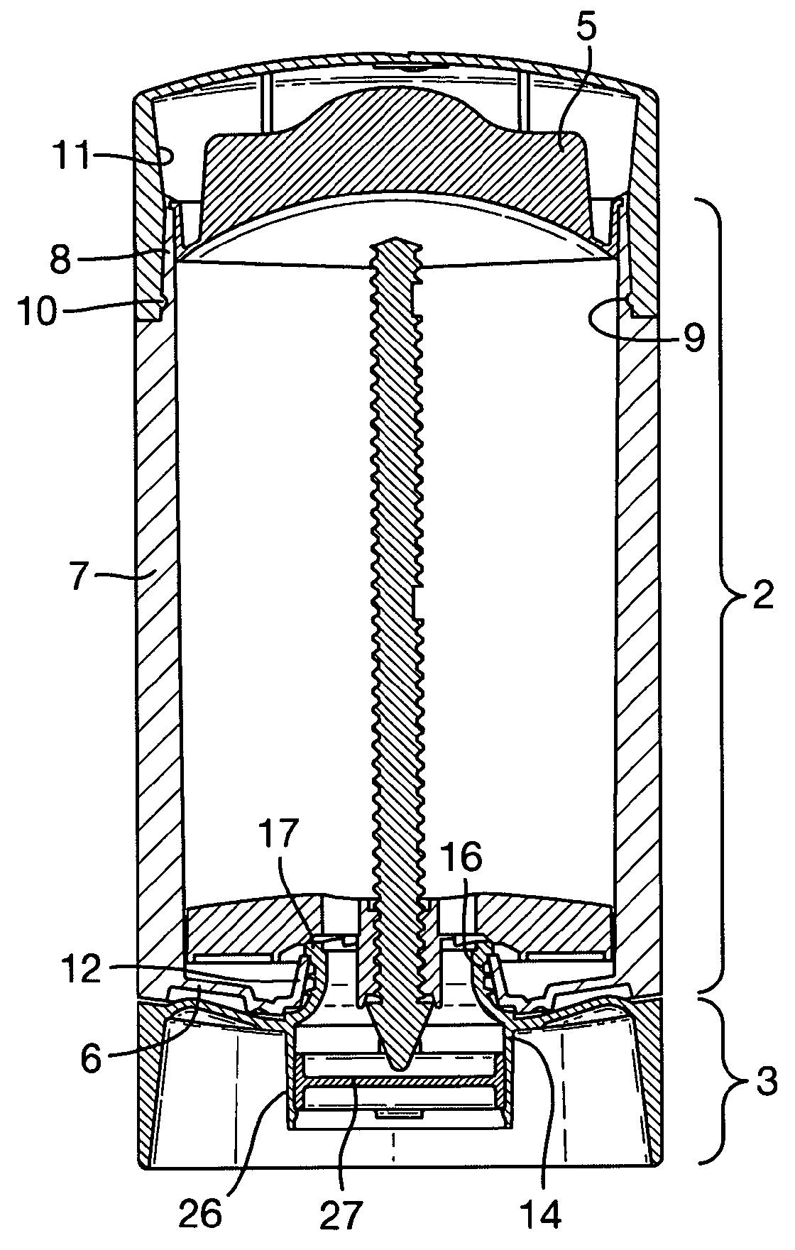 Dispenser for a composition in stick form