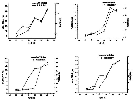 A method for Lactobacillus acidophilus to degrade mycotoxins in animals