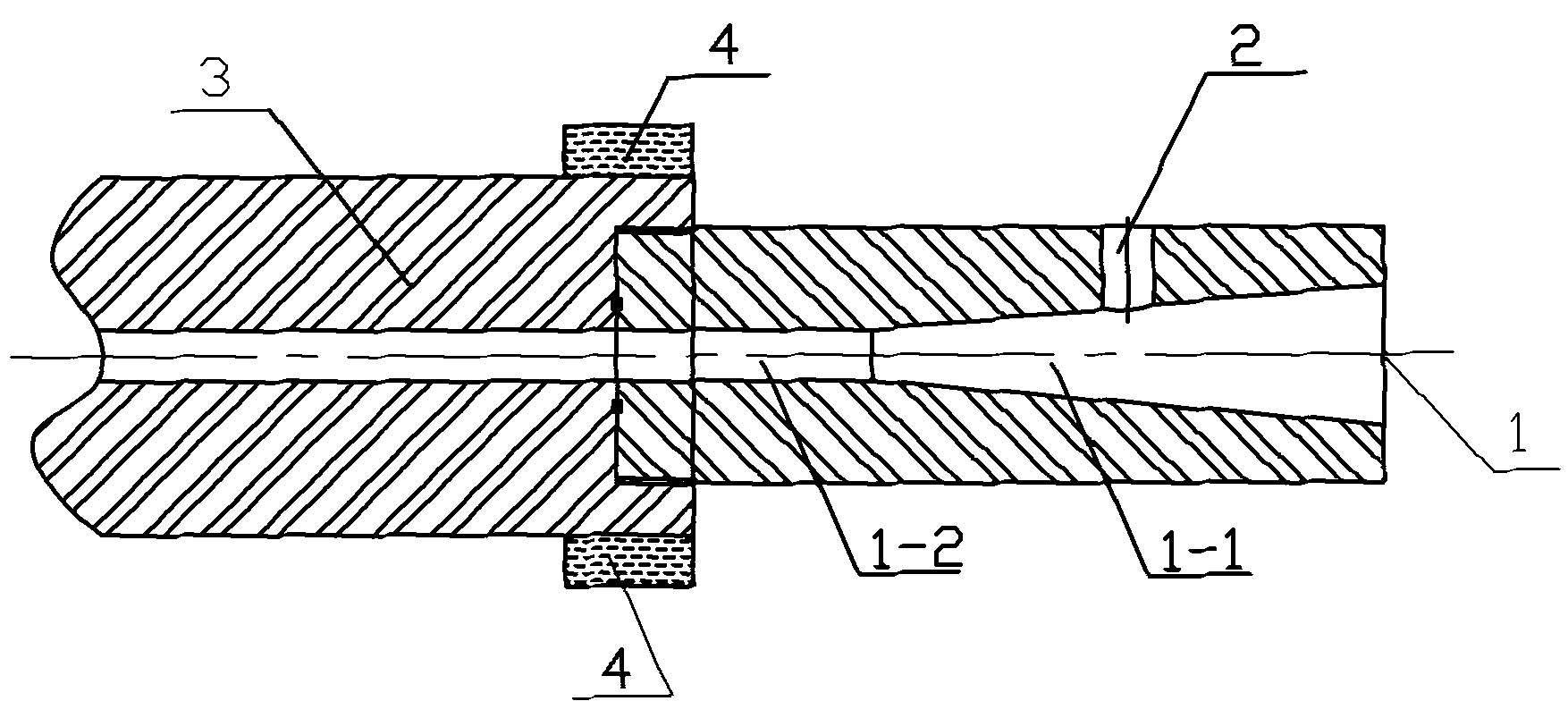 Injection die for injection and pull-extrusion process and method for preparing resin matrix composite by using same