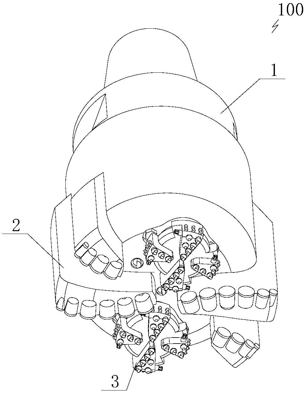 Hybrid power PDC drill bit based on jet flow technology