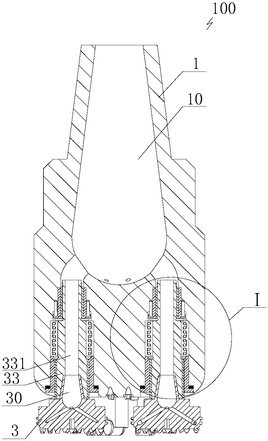 Hybrid power PDC drill bit based on jet flow technology