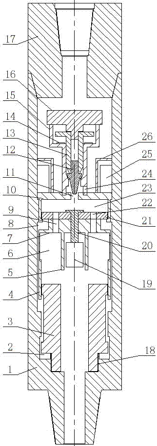 A gas drilling bottom near the drill bit continuous shock source nipple