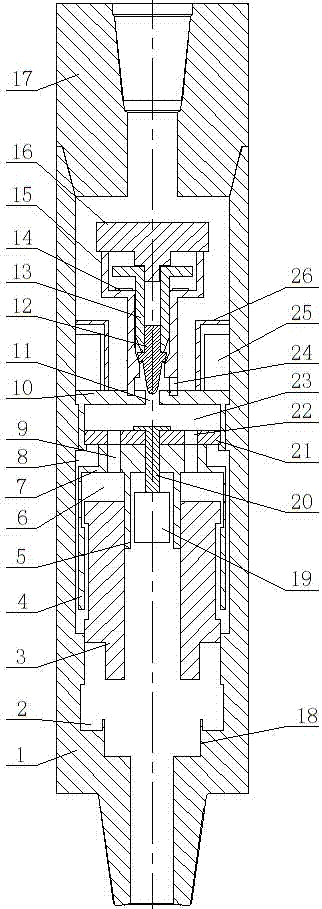 A gas drilling bottom near the drill bit continuous shock source nipple