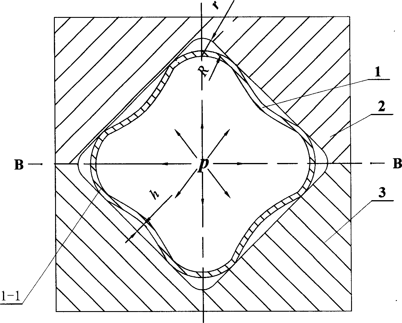 High-pressure forming method in tubular member for lowering forming pressure