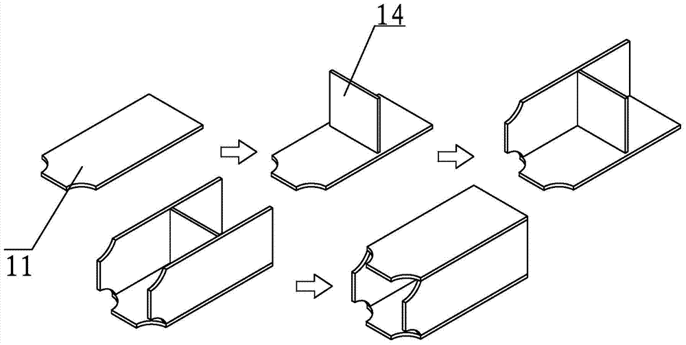 Cross box transfer structure and processing method thereof